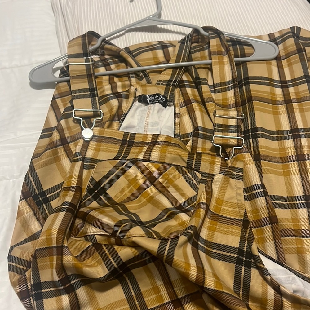 Yellow Checkered Overall Dress